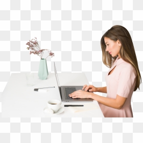 Woman Working On Laptop - Working Png Transparent, Png Download - woman sitting png