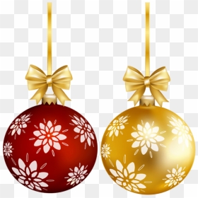 Red Gold Christmas Ball Png Transparent Clip Art - Christmas Ball Png Transparent, Png Download - christmas ball png