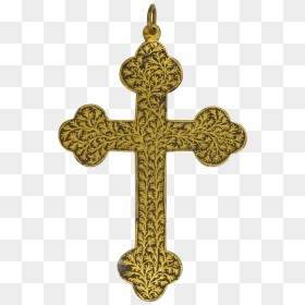 Victorian Gold Leaf Inlaid Gothic Style Cross - Red Crucifix Transparent Background, HD Png Download - gold cross png