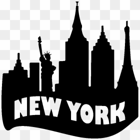 Sticker New York Skyline Texte Ambiance Sticker Kc2304 - Stickers New York Png, Transparent Png - new york skyline silhouette png
