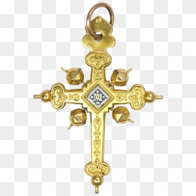 French Antique 18k Gold "jeannette - Cross, HD Png Download - gold cross png
