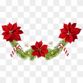 Free Png Christmas Poinsettias Garland Png - Clip Art Poinsettia Christmas, Transparent Png - garland png