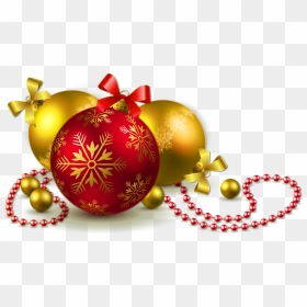 Gold And Red Transparent Christmas Balls Png Clipartâ - Christmas Tree Balls Png, Png Download - christmas ball png