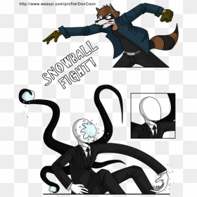 Snowball Fight Feat - Slender Man Drawing Fighting, HD Png Download - slenderman png