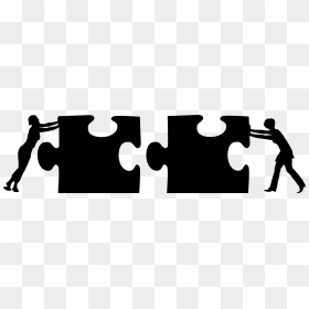 Two Women, Two Puzzle Pieces Silhouette Clip Arts - Collaboration Black And White, HD Png Download - puzzle piece png