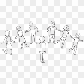 Back Group Of People Holding Hands And Moving Quickly - Line Art, HD Png Download - holding hands png