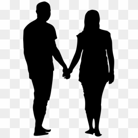 Couple Holding Hands Silhouette Png, Transparent Png - people walking away png