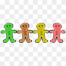 Colorful Gingerbread Men Clip Arts - Gingerbread Man Holding Hands Template, HD Png Download - gingerbread man png