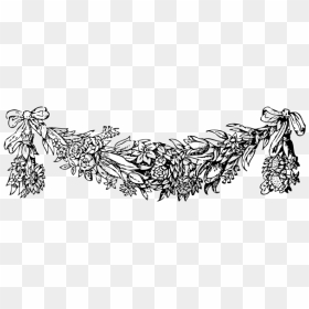 Garland - Black And White Christmas Garland, HD Png Download - garland png