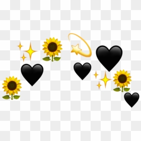 #sunflower #crown #emoji #yellow #heart #black - Emoji Crown Png, Transparent Png - crown emoji png