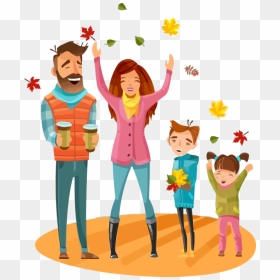 Transparent Family Day Cartoon Playing With Kids Celebrating - People In Different Seasons, HD Png Download - kids playing png