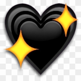 #black #heart #emoji #sparkle #sparkly #sticker #freetoedit - Black Heart With Stars Emoji, HD Png Download - fire sparkles png