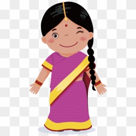 Transparent Black Baby Png - Indian Girl Clipart Png, Png Download - indian girl png