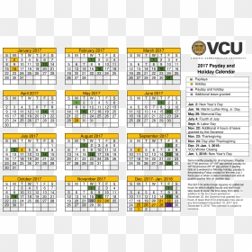 15 16 Calendar Template - Virginia Commonwealth University, HD Png Download - 2018 calendar png