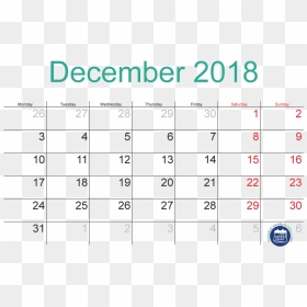 Picture About December Calendar Printable With Holidays - Many Days In December, HD Png Download - 2018 calendar png