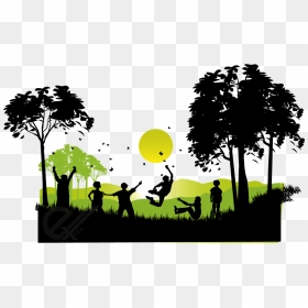 Child Play Clip Art - Silhouette Playing Children Clipart, HD Png Download - kids playing png