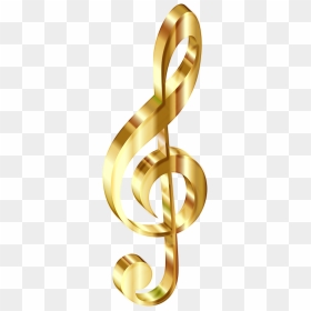 Gold 3d Clef Enhanced No Background Clip Arts - Gold Music Notes On Transparent Background, HD Png Download - bass clef png