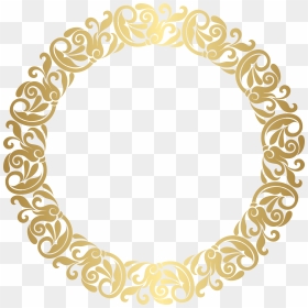 Gold Floral Flourish Motif Frame No Background Clip - Gold Circle No Background, HD Png Download - gold background png