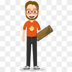 Job Character - Guy Holding Keyboard Vector, HD Png Download - job png