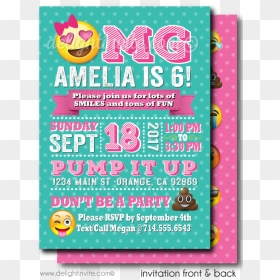 Birthday Party Invitations Girl 11th, HD Png Download - party emoji png