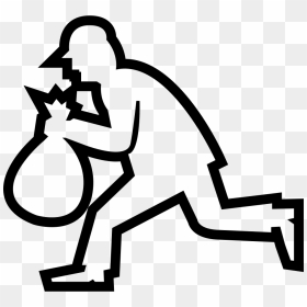 Robber Running Silhouette With A Bag - Outline Of A Robber, HD Png Download - robber png