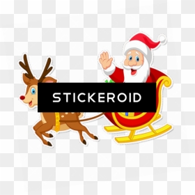 Rudolph Pulling Santa"s Sleigh , Png Download - Santa Claus Clipart Png, Transparent Png - santa sleigh png