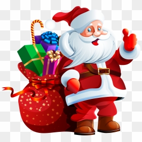 Santa Claus With Big Bag Png Clipart - Christmas Santa Images Png, Transparent Png - santa sleigh png