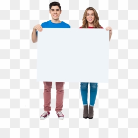 People Holding Banner Royalty-free Png - Person Holding A Sign Png, Transparent Png - blue banner png