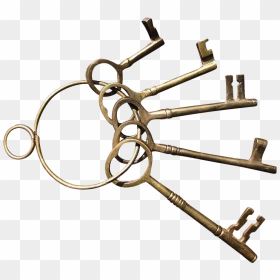 Set Of Five Brass Decorator Skeleton Keys On A Brass - Skeleton Keys On Ring, HD Png Download - skeleton key png
