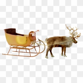 Christmas Santa Deer Png, Transparent Png - santa sleigh png