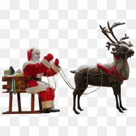 Santa Claus Deer Png, Transparent Png - santa sleigh png