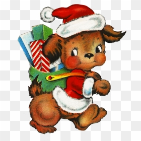 Cute Dog Delivering Christmas Presents - Dog Christmas Clipart Transparent, HD Png Download - christmas presents png