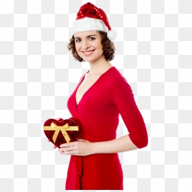 Santa Claus Female Holding Gift Png Image - Santa Claus Woman Png, Transparent Png - christmas presents png