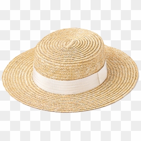 Simple Natural Boater Hat With White Ribbon - Beige, HD Png Download - white ribbon png