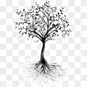 Tree Of Life Root Tattoo Branch - Transparent Tree Silhouette With Roots, HD Png Download - tree of life png