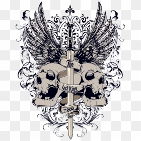 T-shirt And Skull Sword Download Hd Png Clipart - Skull With Wings Png, Transparent Png - diamond sword png