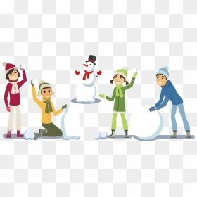 Winter Snowman Playing Snowball - Illustration, HD Png Download - snowball png