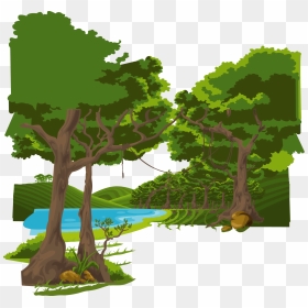 Cartoon Graphic Design Illustration - Forest Trees Png Cartoon, Transparent Png - lake png