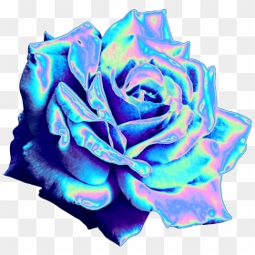 Top 10 Holographic Flowers - Aesthetic Blue Rose Png, Transparent Png - tumblr stickers png