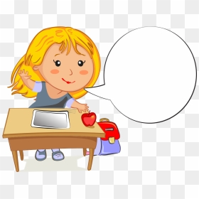 Versions Available With And Without Word Balloons And - Cartoon Girl At A Desk, HD Png Download - word balloon png