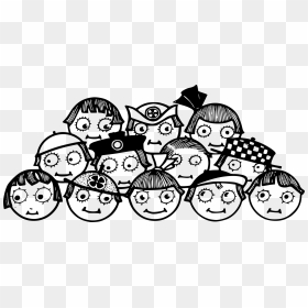 Creepy Kids Faces Clip Arts - Black And White Cartoon Pictures Of Children, HD Png Download - creepy png