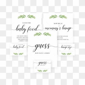 Greenery Baby Shower Guessing Signs And Cards Printables - Baby Shower Guessing Game Tags, HD Png Download - greenery png