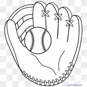 Mitt Lineart Clip Art - Cartoon Baseball Glove Drawing, HD Png Download - baseball clipart png