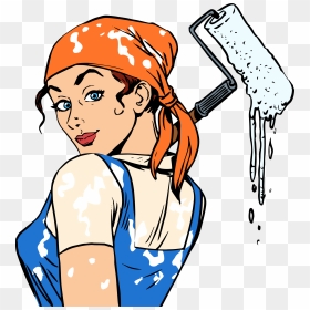 Free House Painting Clipart Png Transparent Library - Woman Painting House Cartoon, Png Download - painting png