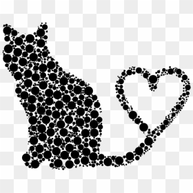 Cat 2 Silhouette Heart Tail Circles - Happy 60th Birthday With Cat, HD Png Download - heart silhouette png