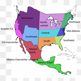 Regions Of Mexico Map Com In - North America Countries And Capitals, HD Png Download - north america png
