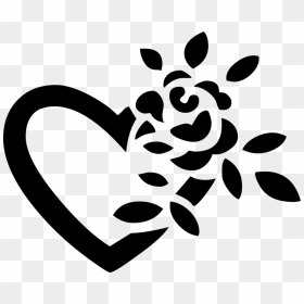 Heart,silhouette,flora - Beautiful Simple Border Design, HD Png Download - heart silhouette png