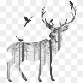 Deer Drawing Png - Deer Drawing, Transparent Png - deer silhouette png