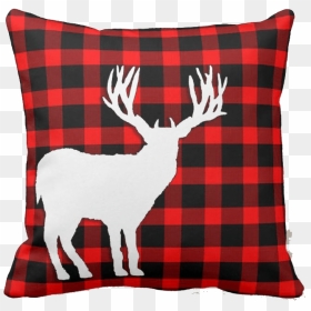 White Deer Stag Silhouette On Red Black Plaid Throw - Birthday, HD Png Download - deer silhouette png