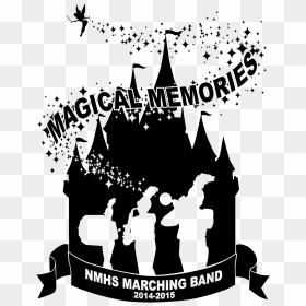 Marching Band Silhouette Clip Art - Free Marching Band Clipart Black White, HD Png Download - tinkerbell silhouette png